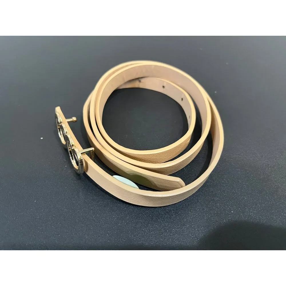 Women's Cream Belt w/ Double Heart Buckle 40”